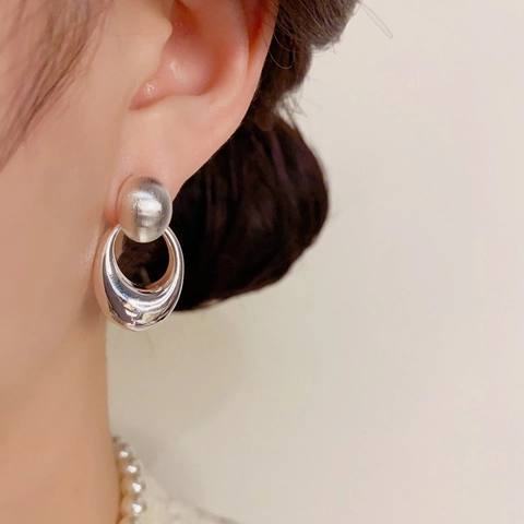 Minimalistische Metallisch Gebürstete Geometrische Ohrhänger Für Damen 14K Vergoldetes Kupfer Mit 925er Sterlingsilber Stecker