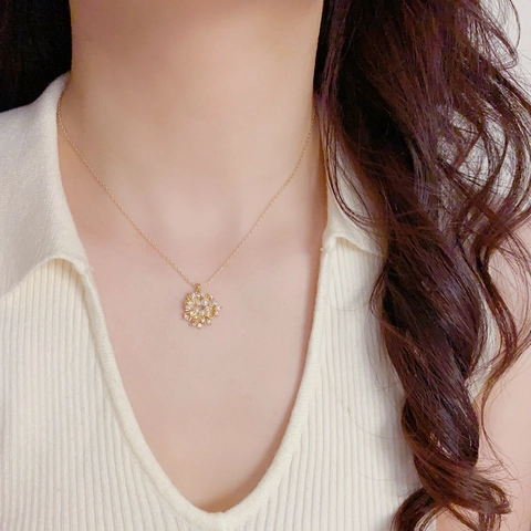 Exquis Collier Pendentif Floral de Feu d'Artifice en Cuivre Zirconia Perle Artificielle Boucles d'Oreilles pour Femmes Bijoux Plaqués Or