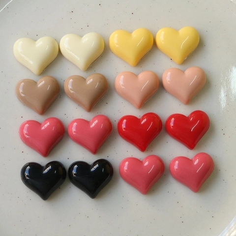 Encantadores Dijes de Resina de Corazón Color Sólido DIY Materiales para Accesorios de Cabello y Fundas de Teléfono