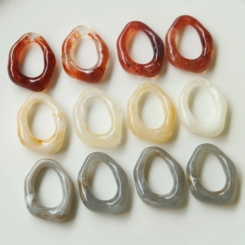 French Resin Irregular Hollow Circle Pendants Ink Wash Marble Texture DIY Earring Keychain Jewelry Making Accessories