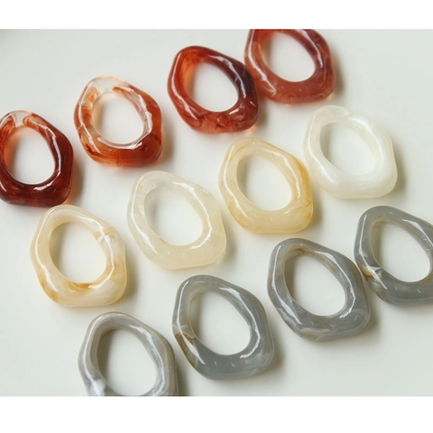 French Resin Irregular Hollow Circle Pendants Ink Wash Marble Texture DIY Earring Keychain Jewelry Making Accessories