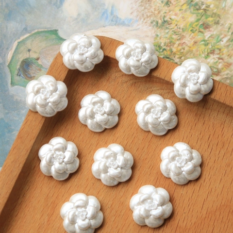 Vintage Perla Artificial Bianca Camelia Fiore In Resina Charms Per Fai Da Te Orecchini Accessori Capelli Custodia Telefono
