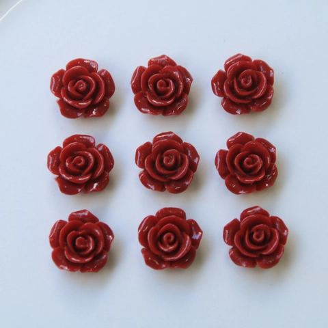 Cabujón de Resina DIY de Flor de Rosa Roja Vintage Francés para Pendientes Pinza de Pelo Decoración de Funda de Teléfono Joyería Hecha a Mano