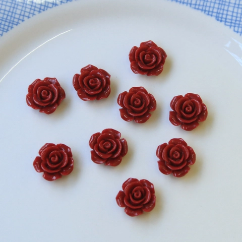 Cabujón de Resina DIY de Flor de Rosa Roja Vintage Francés para Pendientes Pinza de Pelo Decoración de Funda de Teléfono Joyería Hecha a Mano