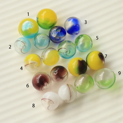 Handmade Lampwork Glass Beads Round Gradient Striped Swirl Pattern Loose Beads For DIY Earrings Jewelry Making Materials