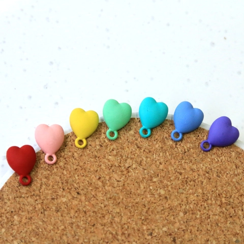 Colorful Heart Shaped Painted Alloy Stud Earrings With Loop DIY Cute Matte Heart Earring Findings Jewelry Accessories For Women