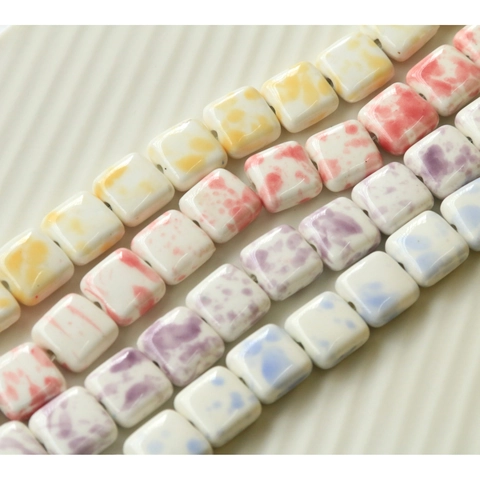 Japanese Style Square Cow Pattern Ceramic Beads Ink Splash Porcelain Beads For DIY Earrings Hair Accessories Jewelry Making Handmade Material