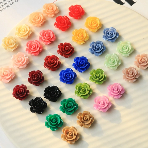 Breloques en Forme de Rose en Résine Couleur Crème Style Coréen pour Bricolage Boucles d'Oreilles Faites Main Pinces à Cheveux Décoration Coque de Téléphone