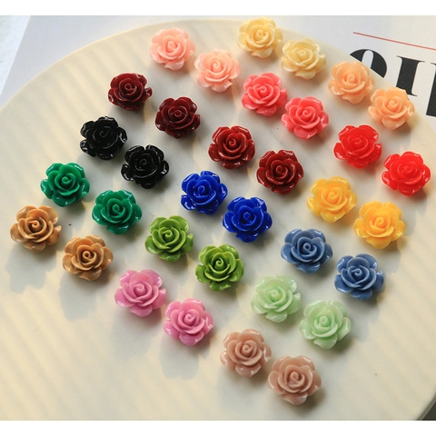 Breloques en Forme de Rose en Résine Couleur Crème Style Coréen pour Bricolage Boucles d'Oreilles Faites Main Pinces à Cheveux Décoration Coque de Téléphone