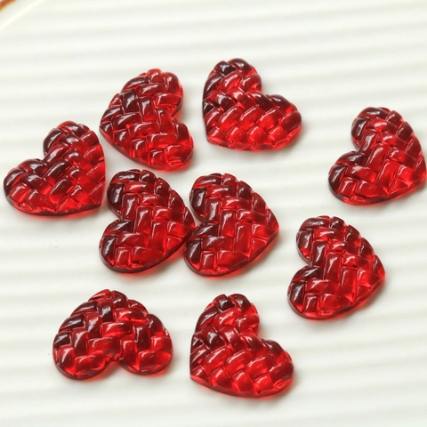 Französischer Romantik Roter Webmuster Herz Patch DIY Glas Glasur Zubehör Für Schmuckherstellung Handyhülle Dekor