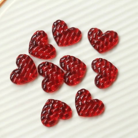 Französischer Romantik Roter Webmuster Herz Patch DIY Glas Glasur Zubehör Für Schmuckherstellung Handyhülle Dekor