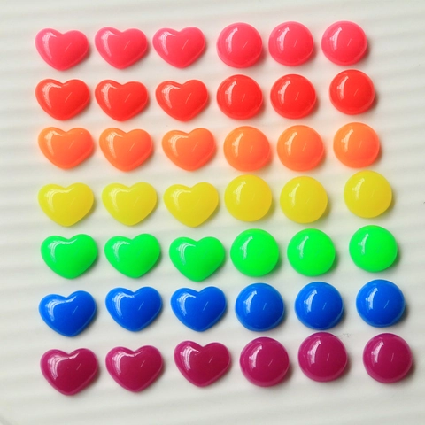 Neon Ρητίνη Cabochons σε Σχήμα Καρδιάς Πολύχρωμες Γυαλιστερές Χάντρες για Κατασκευή Κοσμημάτων DIY Διακόσμηση Νυχιών