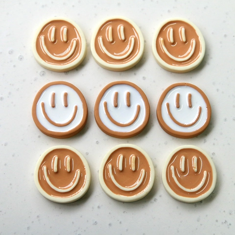 Cute Resin Smiley Face Round Disc DIY Craft Accessories For Jewelry Making Hairpin Phone Case Decor Resin Crafting Supplies