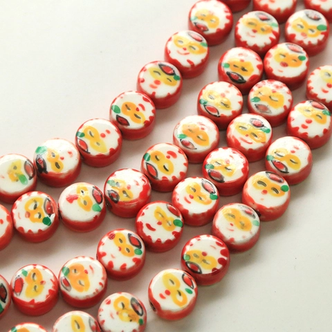 Perles en Vrac en Céramique Peintes à la Main Visage de Père Noël Dessin Animé pour Création de Bijoux DIY Accessoires de Coiffure