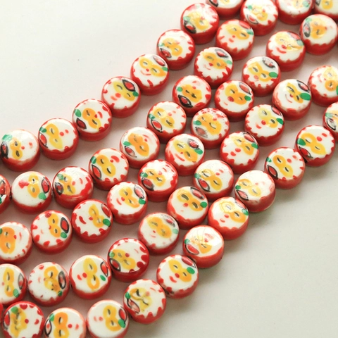 Perles en Vrac en Céramique Peintes à la Main Visage de Père Noël Dessin Animé pour Création de Bijoux DIY Accessoires de Coiffure