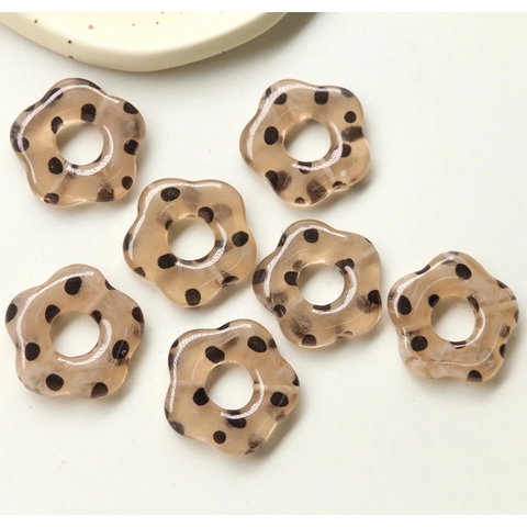 Perle di Fiori in Acrilico Ambra Traslucido Vintage Motivo a Pois Fai-da-te Materiale per Creazione di Gioielli Orecchini Accessori