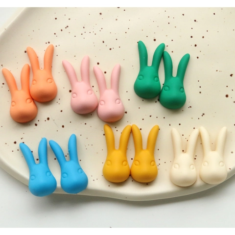 Cartoon Hase Harz DIY Zubehör Matte Bunte Tier Patches Für Haarklammern Handyhülle Dekoration Schmuckherstellung