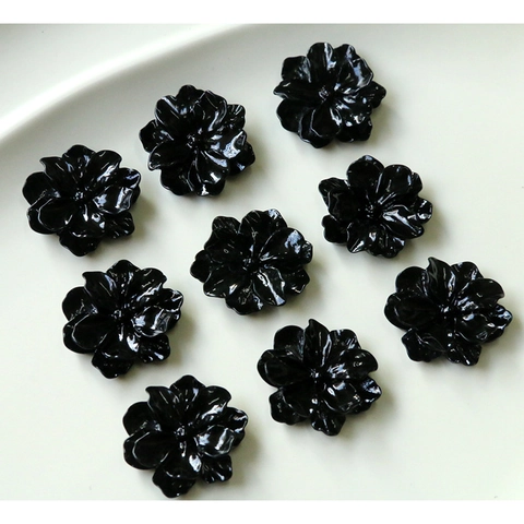 Glänzendes Schwarzes Harz Kamelienblüte Flatback Für DIY Schmuckherstellung Ohrringe Haarklammern Handytaschen Dekoration Zubehör