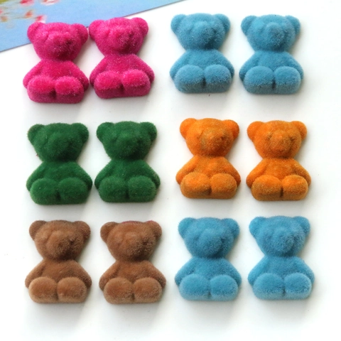 Simpatici Ciondoli a Forma di Orsetto Fai da Te in Acrilico Floccato per Creazione Gioielli Fermagli e Decorazione Cover