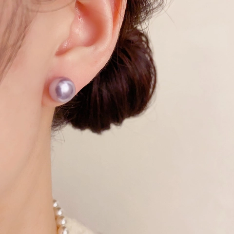 Boucles d'Oreilles Clous en Cuivre avec Perle Artificielle Élégantes pour Femmes Plaqué Or 14K Clous à Billes Rondes