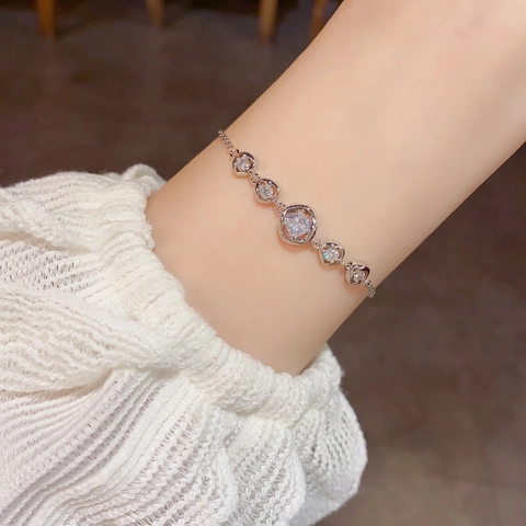 14K Vergoldetes Kupfer Armband Mit Transparentem Zirkon Minimalistisches Geometrisches Rundes Metallring Kette Armband Damen Schmuck