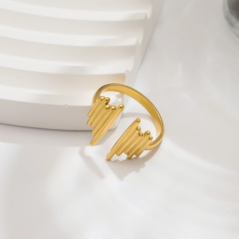 18K Vergoldeter Edelstahlring Für Damen Offenes Design Geometrische Vertikale Stäbe Verstellbarer Minimalistischer Fingerring Schmuck