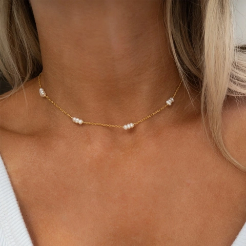 18K Vergoldete Edelstahl Herz Kette Für Damen Elegante Süßwasserperlen Choker Minimalistischer Halsschmuck Geschenk