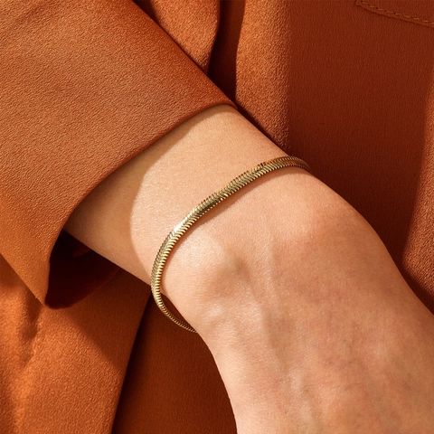 18K Vergoldetes Edelstahl Schlangenkette Armband Für Damen Minimalistisches Flaches Schlangenketten Schmuck Geschenk