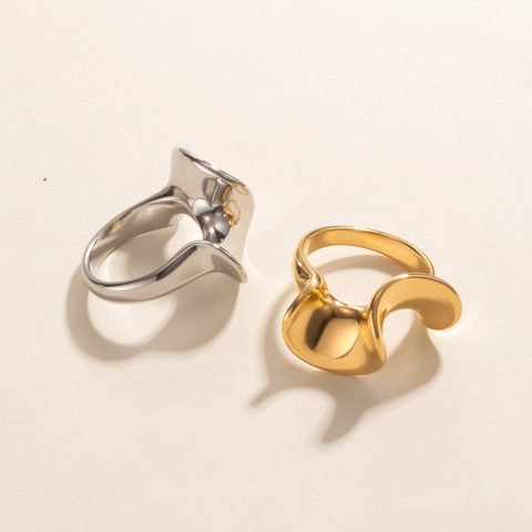 Minimalistischer S-Form Ring Aus Edelstahl Für Damen Gold Silber Überzogen Geometrischer Abstrakter Fingerring Modeschmuck