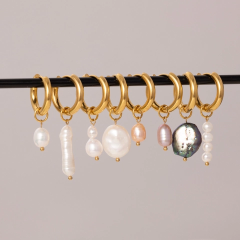 Elegante Künstliche Perlenohrringe Aus Edelstahl Für Damen 18K Vergoldet Barockperlen Ohrhänger Mode Schmuck Hochzeit Party