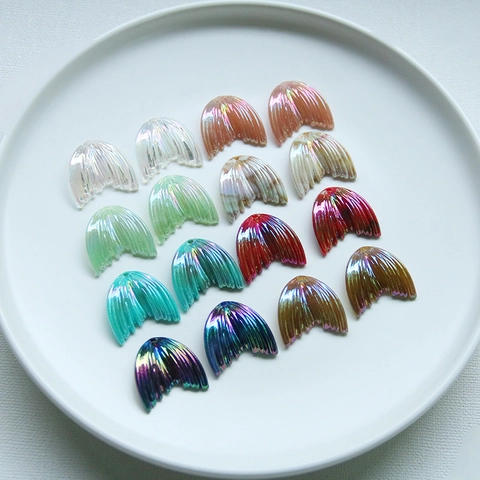 Iridescent Mermaid Tail Resin Charms DIY Jewelry Making Accessories Colorful Gradient Fish Tail Patch For Earrings Headwear
