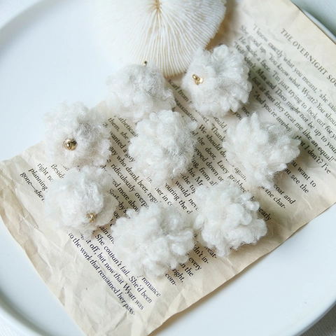 Vintage White Plush Wool Yarn Ball Heart Pendant DIY Handmade Jewelry Accessories For Earrings Necklace Bag Decor Women Fashion Accessory