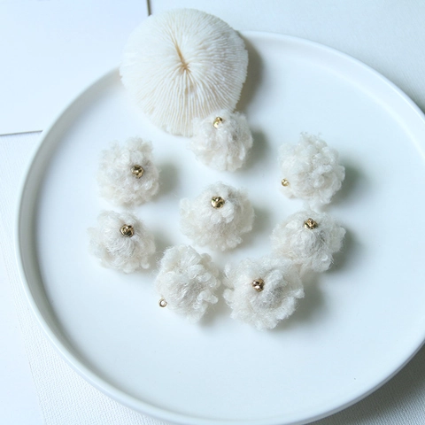 Vintage White Plush Wool Yarn Ball Heart Pendant DIY Handmade Jewelry Accessories For Earrings Necklace Bag Decor Women Fashion Accessory