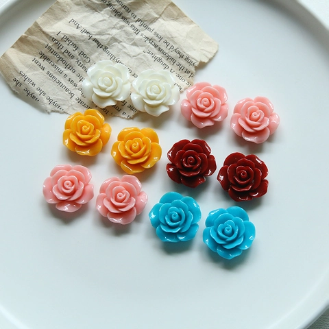 24mm 3D Resin Rose Flower Cabochons For DIY Jewelry Making Earrings Phone Case Decoration Accessory Vintage Craft Part