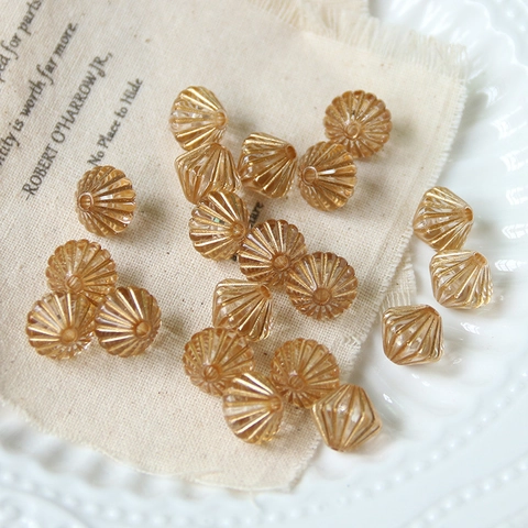 Vintage Resin Heart Pendant Rhombus Beads For DIY Jewelry Making Accessories Amber Gold Transparent Striped Charms