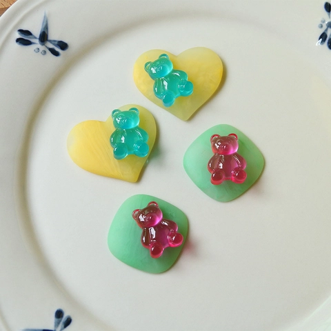 Cute Candy Color Translucent Gummy Bear Charms Resin Patches For DIY Jewelry Making Phone Case Accessories Women Girls Jewelry