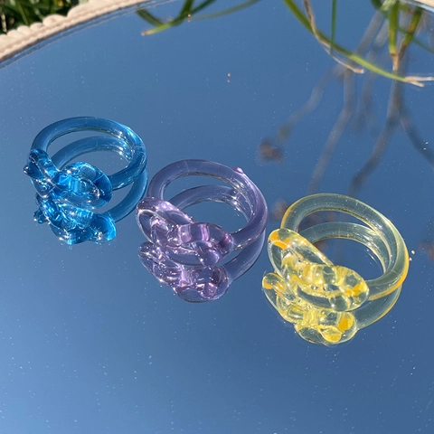 Moderne Minimalistische Hars Knoop Ring Koreaanse Stijl Transparante Effen Kleur Vingerring Voor Vrouwen Tieners Dagelijkse Mode Sieraden