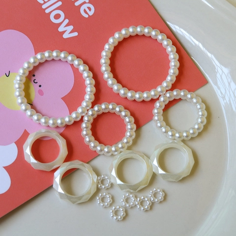 Faux Artificial Pearl Hollow Round Geometric Faceted Resin Beads For DIY Jewelry Making Bracelet Hair Accessory Craft Supplies
