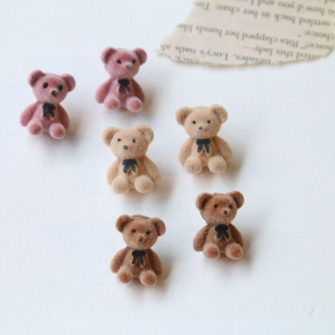 Süße Beflockte Bär Ohrstecker Zubehör Legierung Mini Bär DIY Schmuckherstellung Komponenten Mit Silver Earring Post