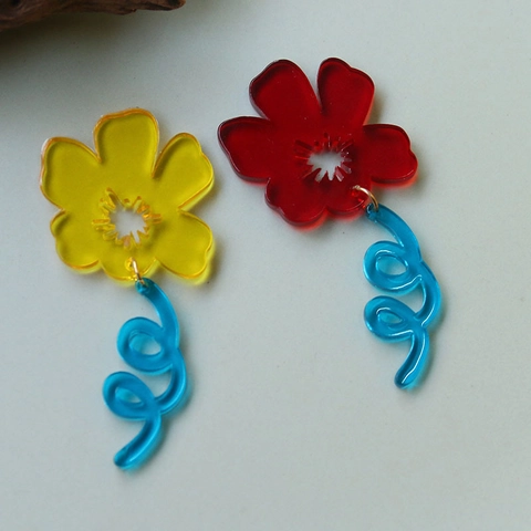 Pastorale Kleurrijke Handgeschilderde Tulp Rotan Blad Acryl Kralen Voor DIY Oorbel Hoofddeksel Haaraccessoires Materialen