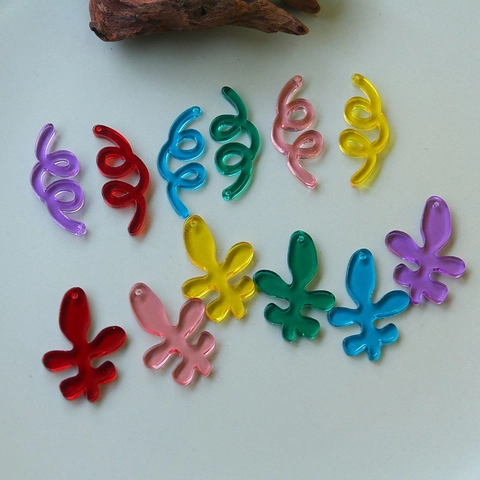 Pastorale Kleurrijke Handgeschilderde Tulp Rotan Blad Acryl Kralen Voor DIY Oorbel Hoofddeksel Haaraccessoires Materialen