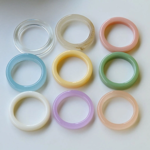 Minimalistische Harzringe Bonbonfarbe Runde Glatte Band Für Damen Koreanischer Stil Mode Sommer Schmuck Zubehör
