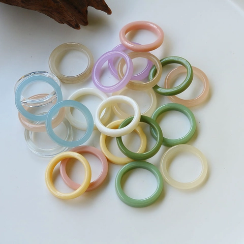 Minimalistische Harzringe Bonbonfarbe Runde Glatte Band Für Damen Koreanischer Stil Mode Sommer Schmuck Zubehör