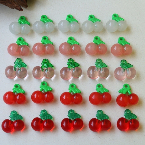 3D Γλυκά Κεράσια Φρούτα για DIY Κατασκευή Κοσμημάτων Πλαστικά Κρεμαστά από Ρητίνη για Σκουλαρίκια και Θήκες Κινητών