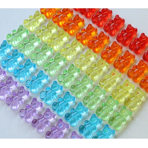 Cute Acrylic Gummy Bear Beads With Vertical Hole For DIY Jewelry Making Handmade Earrings Bracelet Keychain Resin Bear Pendants