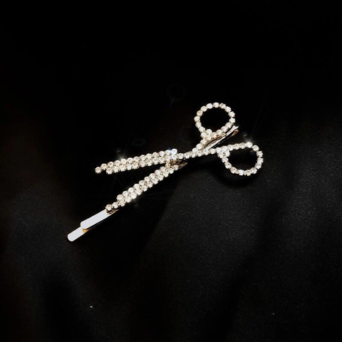 Kreative Legierung Haarclip In Scherenform Mit Strass Silberfarbene Seitenhaarnadel Für Damen Mädchen Koreanische Mode Accessoire