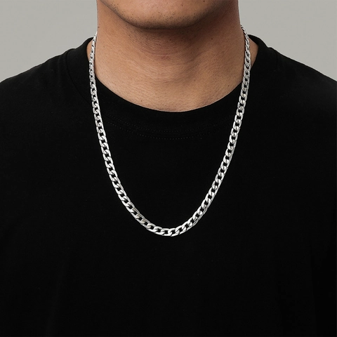 Collana da Uomo Minimalista in Acciaio Inossidabile a Catena Gourmette Oro Argento Goffrata Cuban Link Catena per Gioielli da Uomo