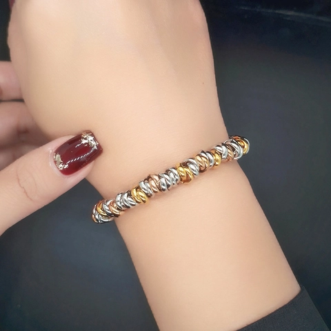 Pulsera de Eslabones Retorcidos de Acero Inoxidable Minimalista para Mujer Tricolor Chapado en Oro Plata Joyería de Moda Industrial Regalo