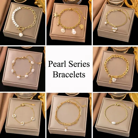 Elegant Faux Artificial Pearl Necklace Titanium Steel Gold Plated French Retro Clavicle Chain Jewelry For Women Minimalist Design