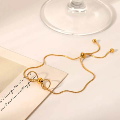 Adjustable Stainless Steel Bowknot Bracelet And Anklet For Women Gold Plated Snake Bone Chain Minimalist Jewelry Gift